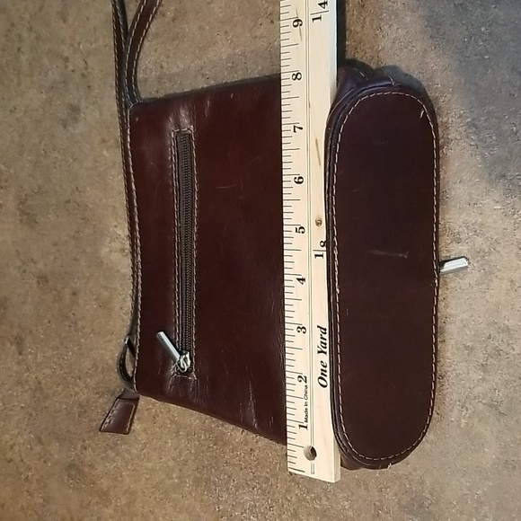 Vera Pelle dark brown crossbody purse approx 7x8 inches - Picture 13 of 15